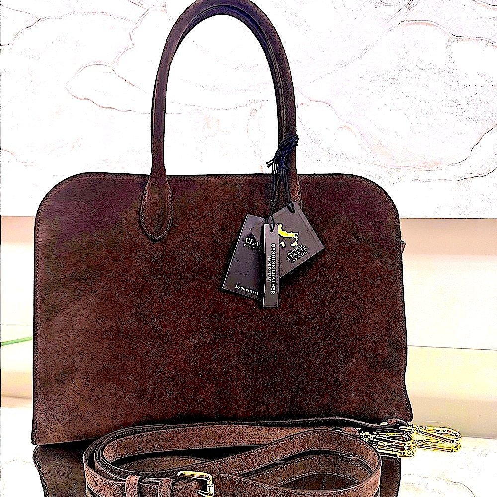 Viral Brown Suede Top-Handle Satchel    NWT